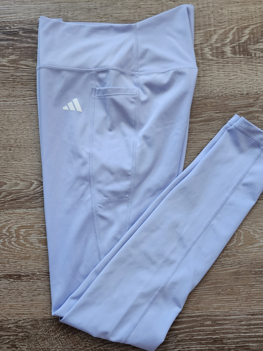 Adidas Light Lavender High-Waist Performance Leggings, Size Large